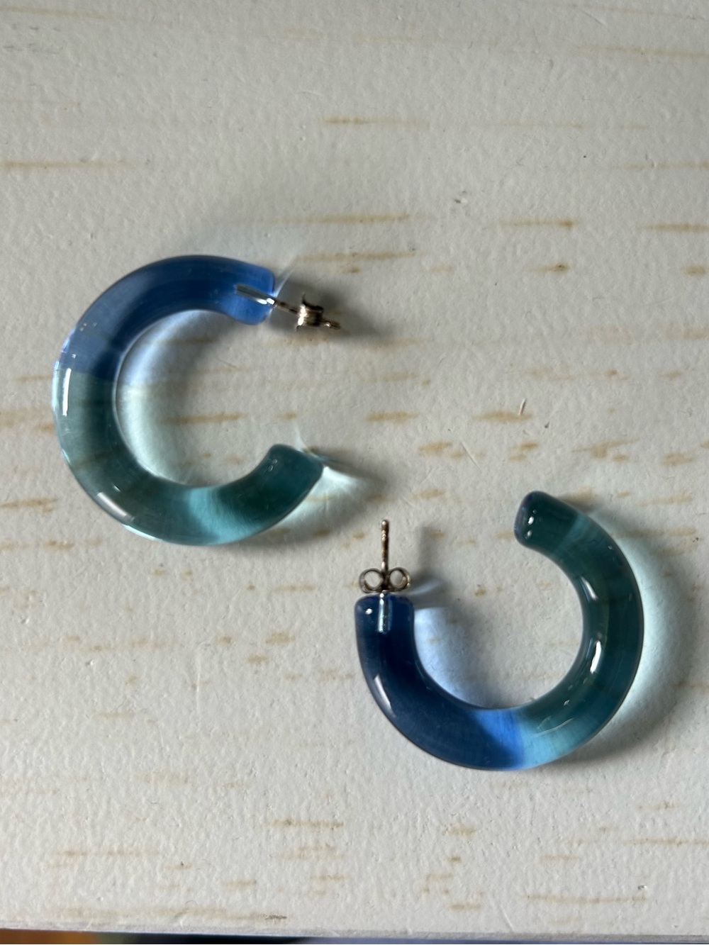 Keane New York blue glass hoop earrings